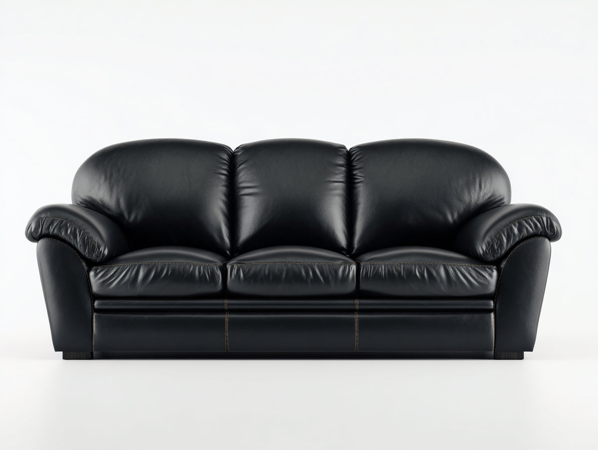 3 Sitzer Sofas mit Bezug in Lederoptik 220 x 96 x 91 cm - Schwarz - Klassisch gepolstertes Design
