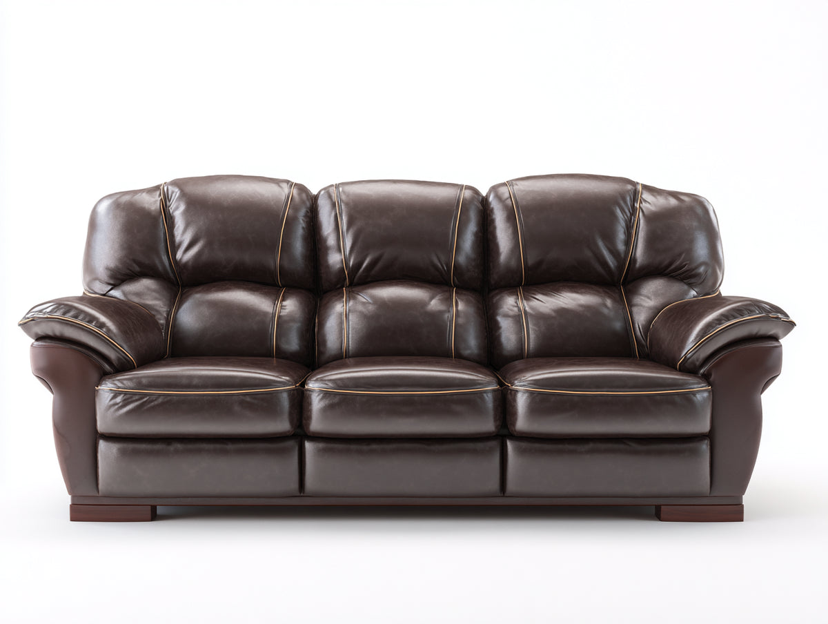 3 Sitzer Sofas Kunstleder 218x92x92 cm Dunkelbraun Wohnzimmer Klassisch mit Polsterarmlehnen