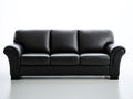 3 Sitzer Sofas Lederoptik 210x92x88 cm - Schwarz - Klassisches Design mit gerollten Armlehnen