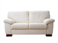 Zweisitzer Sofa Kunstleder 170x90x86 cm - Elfenbein - Klassisch für Wohnzimmer mit breiten Armlehnen