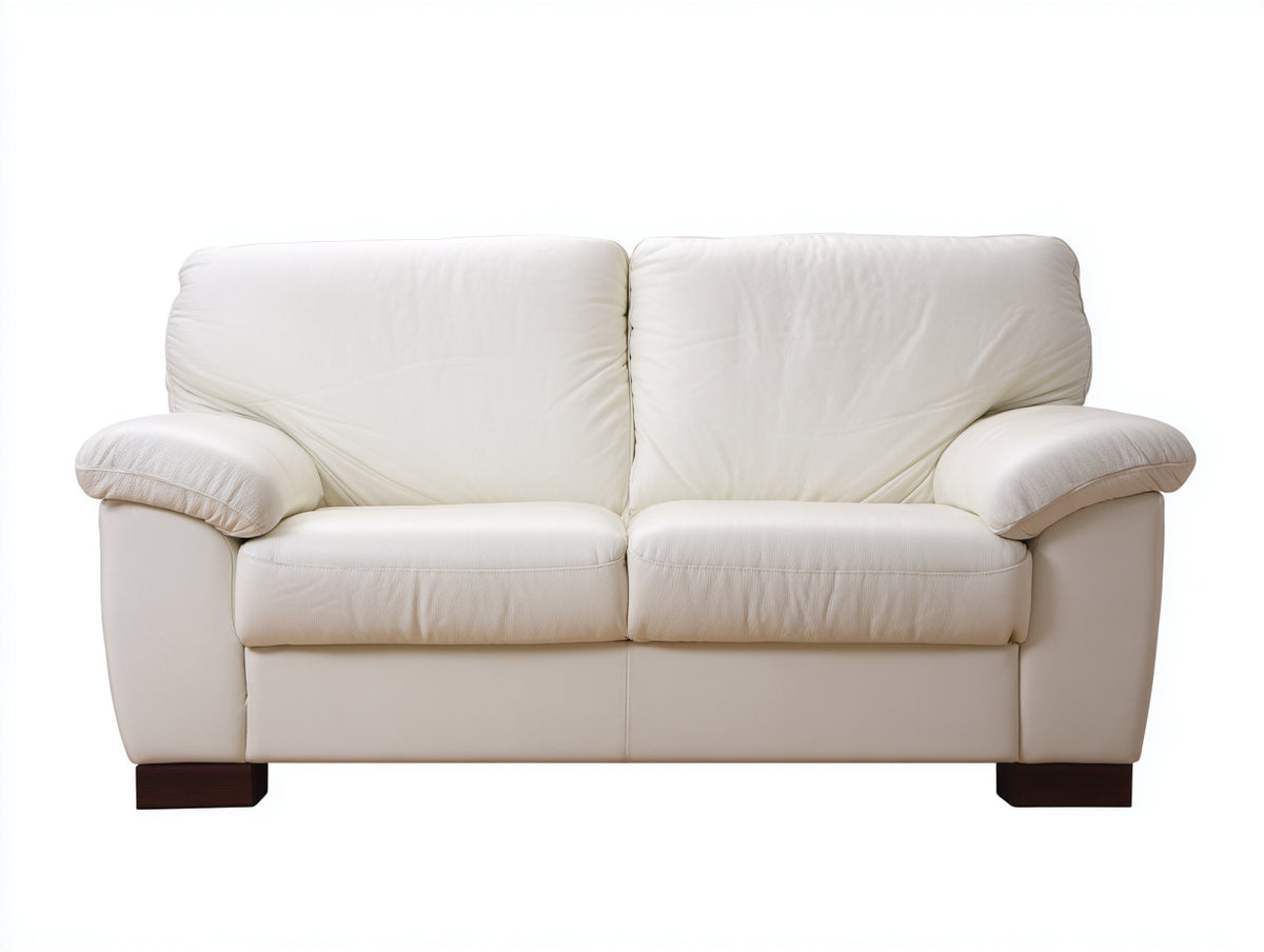 Zweisitzer Sofa Kunstleder 170x90x86 cm - Elfenbein - Klassisch für Wohnzimmer mit breiten Armlehnen