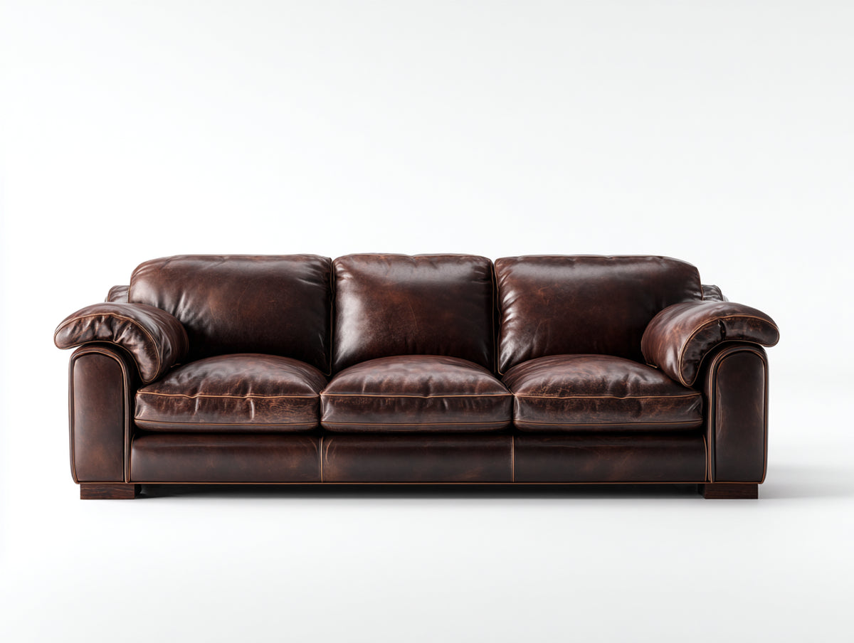 3 Sitzer Sofas mit Lederbezug 230 x 95 x 85 cm - Dunkelbraun - Klassisches Design