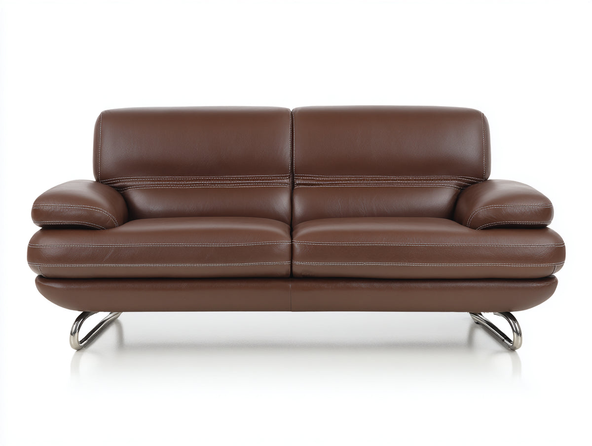 Zweisitzer Sofa Kunstleder 190x88x84 cm Braun Wohnzimmer Modern mit Metallkufen