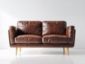Zweisitzer Sofa Kunstleder 178x86x80 cm Dunkelbraun Wohnzimmer Vintage mit Holzbeinen