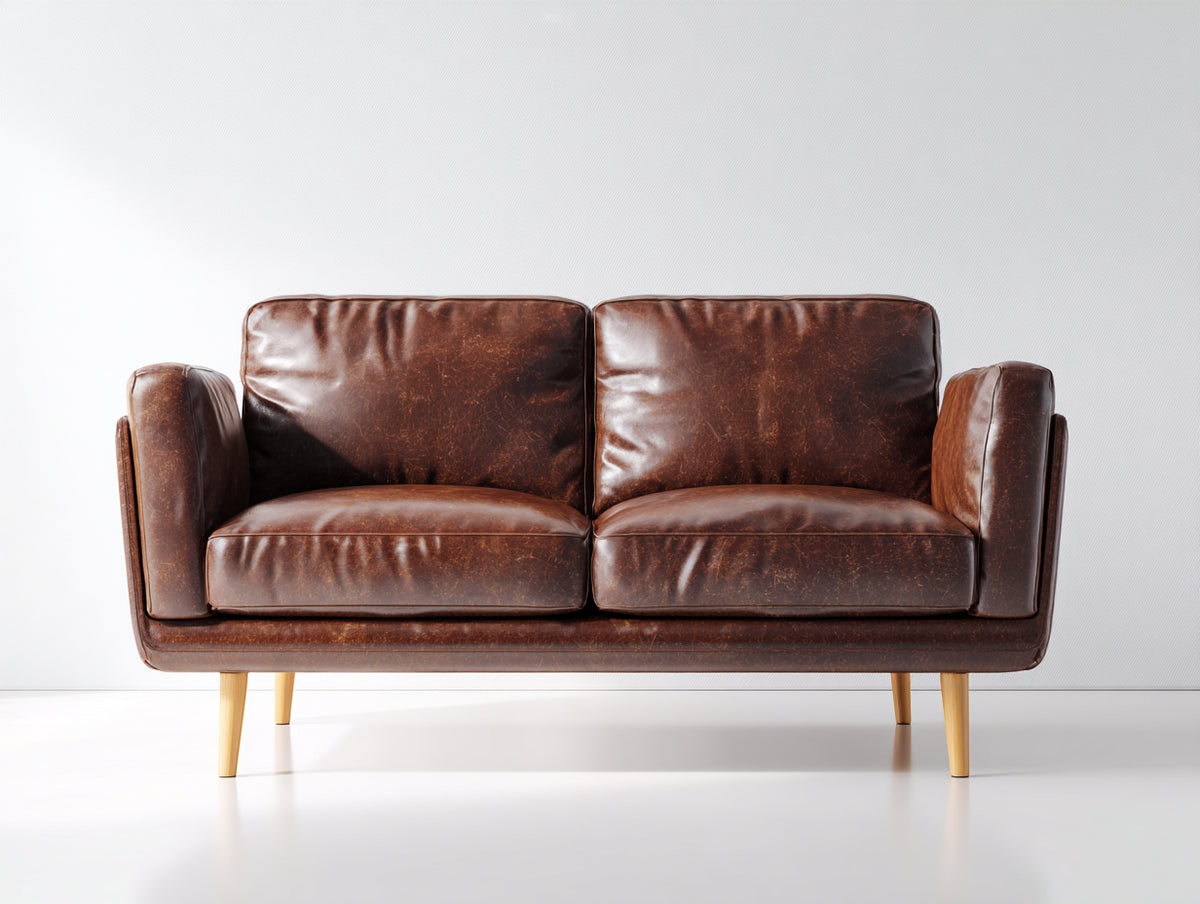 Zweisitzer Sofa Kunstleder 178x86x80 cm Dunkelbraun Wohnzimmer Vintage mit Holzbeinen