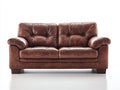 Zweisitzer Sofa Lederoptik 172x90x88 cm - Cognacbraun Dunkelbraun - Klassisches Design mit Knopfheftung