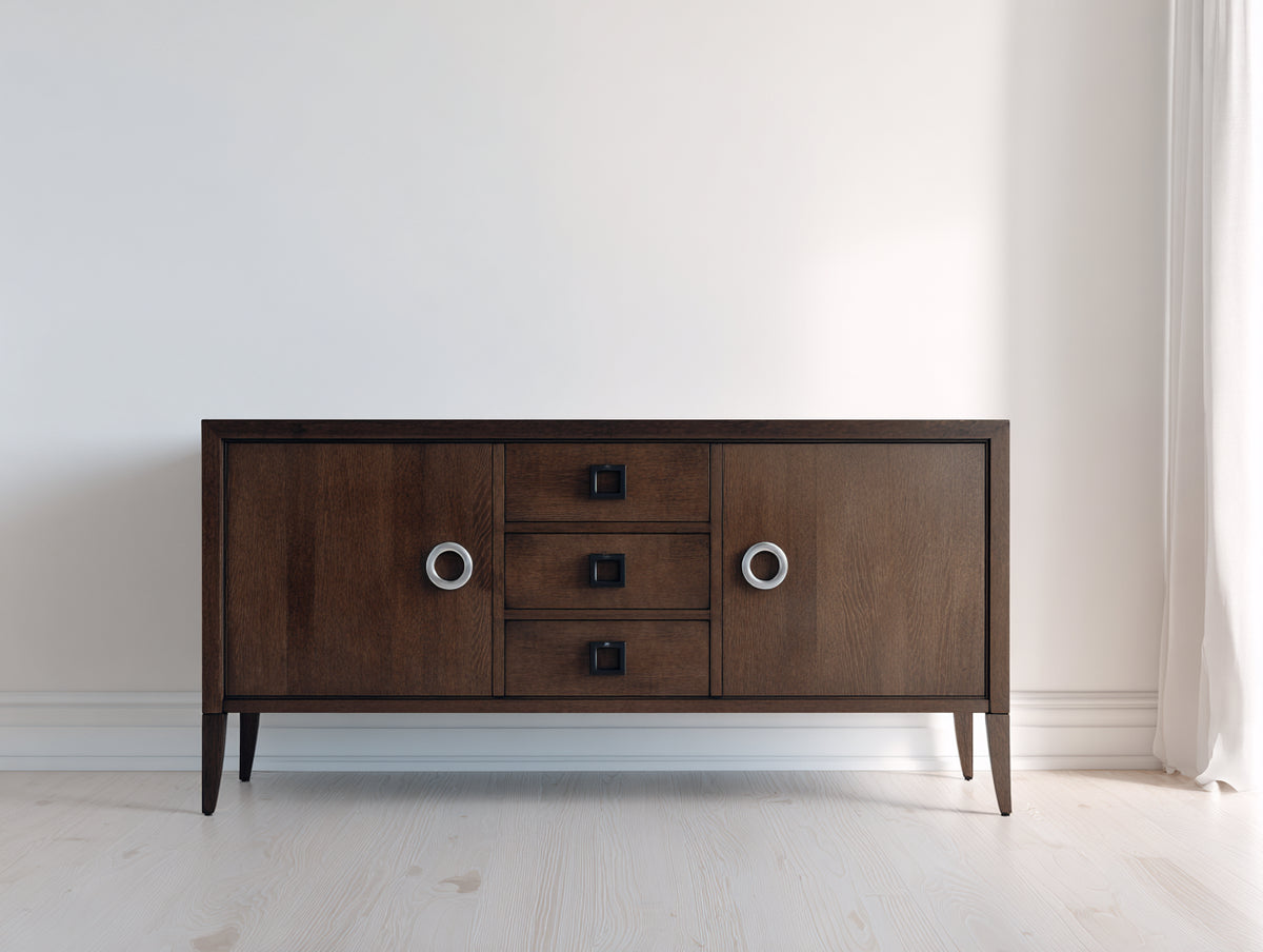 Dielenschränke aus Holzwerkstoff 160 x 45 x 85 cm - Dunkelbraun - 2 Türen und 3 Schubladen