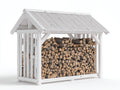 Kaminholzregal Holz 180x65x160 cm - Weiß - Landhaus mit Satteldach