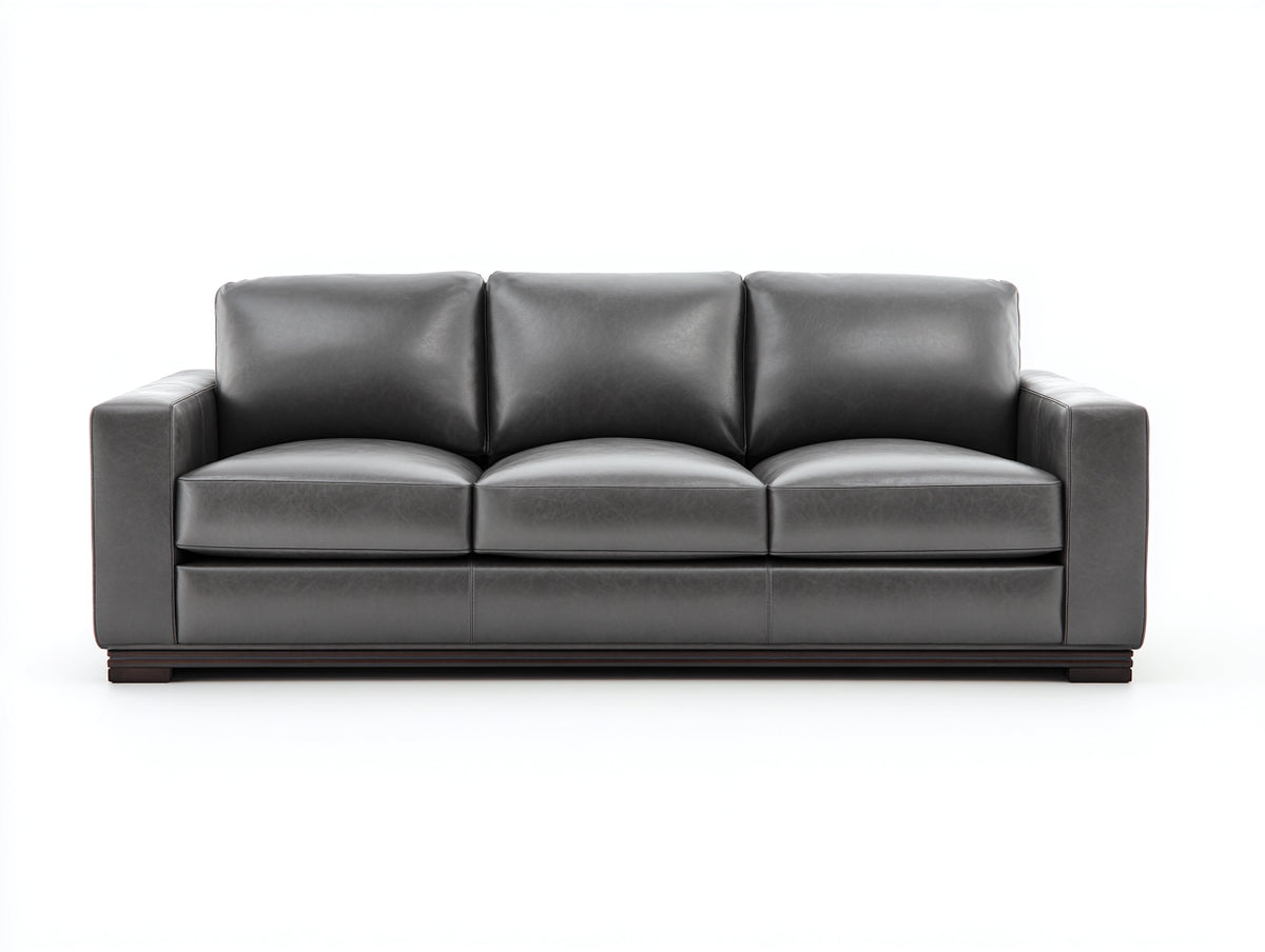 3 Sitzer Sofas Kunstleder 218x88x84 cm - dunkelgrau - modernes Wohnzimmerdesign