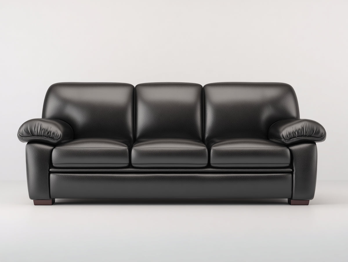 3 Sitzer Sofas Kunstleder 205x90x88 cm - Schwarz - Modern für Wohnzimmer mit gepolsterten Armlehnen