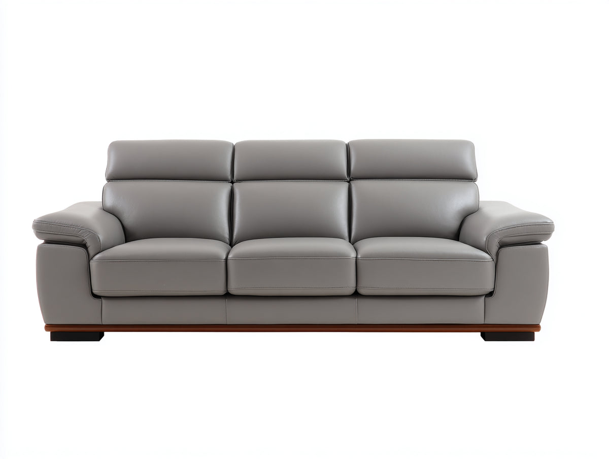 3 Sitzer Sofas Lederoptik 220x95x92 cm - Grau Braun Schwarz - Modernes Design mit hoher Rückenlehne