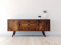 Dielenschränke Holz 180x40x78 cm Braun Flur Retro mit 2 Türen und 3 Schubladen