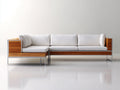 Gartensofa Holz Metall 260x180x78 cm - Naturfarben Weiß Silberfarben - Modernes Eckdesign für Terrasse
