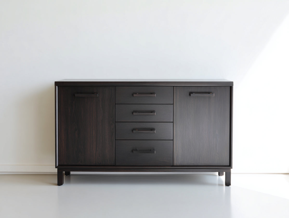 Dielenschränke Holzwerkstoff 140x42x84 cm - Dunkelbraun - Modernes Design mit 2 Türen und 4 Schubladen