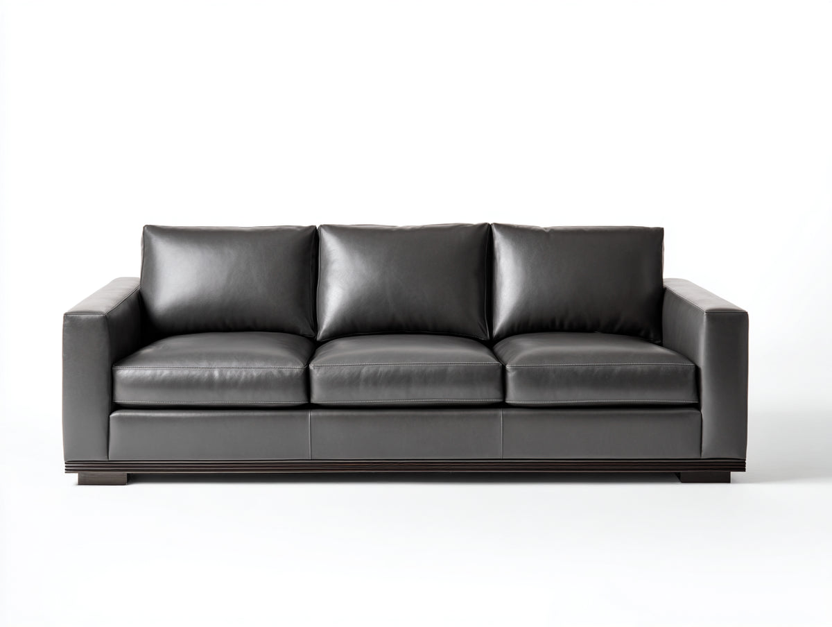 3 Sitzer Sofas Kunstleder 220x90x82 cm Schwarz Wohnzimmer Modern mit breiten Armlehnen