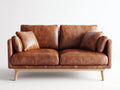 Zweisitzer Sofa mit Bezug in Lederoptik 180 x 90 x 86 cm - Cognacbraun - Modernes Design mit Holzfüßen