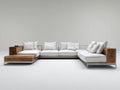 Gartensofa Holzrahmen 320x220x72 cm - naturholzfarben und weiß - modernes Terrassendesign