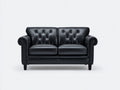 Zweisitzer Sofa Kunstleder 160x90x80 cm Schwarz Wohnzimmer Chesterfield Design mit Knopfheftung