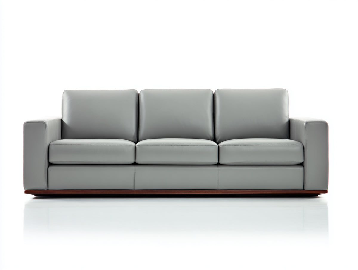 3 Sitzer Sofas Kunstleder 220x90x82 cm - grau - modernes Wohnzimmerdesign