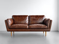 Zweisitzer Sofa mit Bezug in Lederoptik 188 x 91 x 84 cm - Dunkelbraun - Vintage-Design mit Holzfüßen