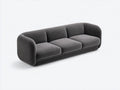 3 Sitzer Sofas Stoff 225x92x78 cm Dunkelgrau Wohnzimmer Modernes Rundarm Design