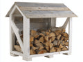 Kaminholzregal Holz 120x50x120 cm - Weiß-Grau-Naturholz - Landhaus mit Satteldach